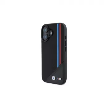 BMW M Meshed Tricolor Stripes MagSafe Hard Case für iPhone 16 6,1 Zoll Schwarz