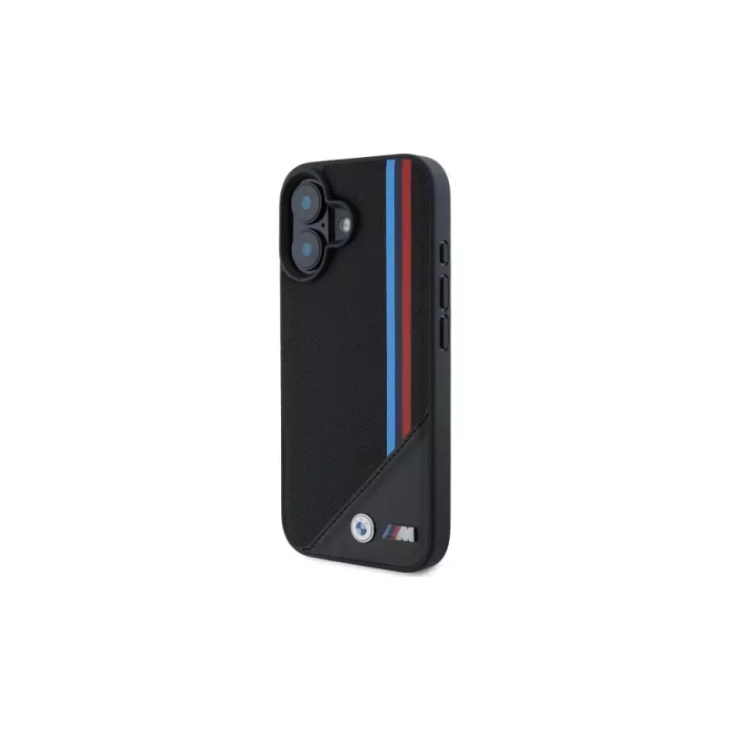 BMW M Meshed Tricolor Stripes MagSafe Hard Case für iPhone 16 6,1 Zoll Schwarz