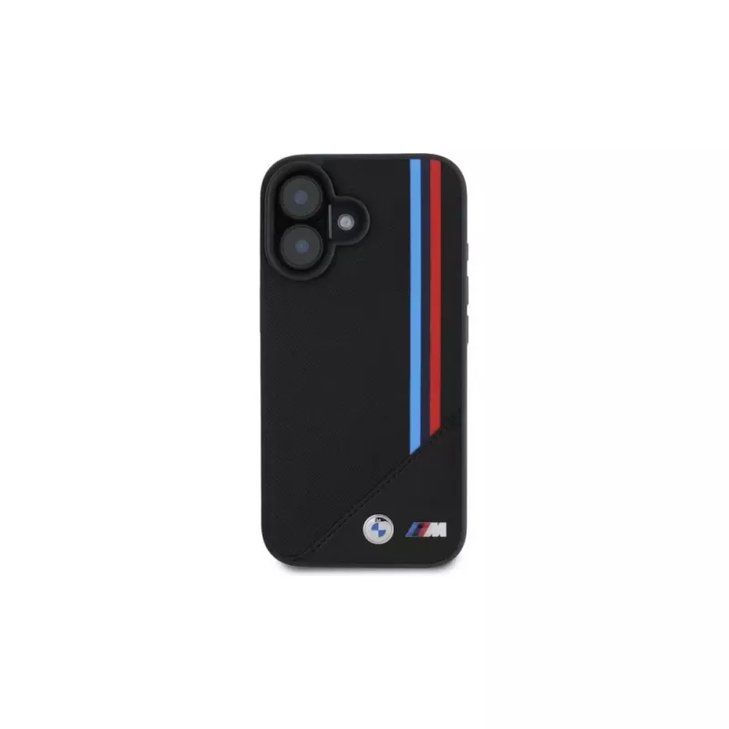 BMW M Meshed Tricolor Stripes MagSafe Hard Case für iPhone 16 6,1 Zoll Schwarz