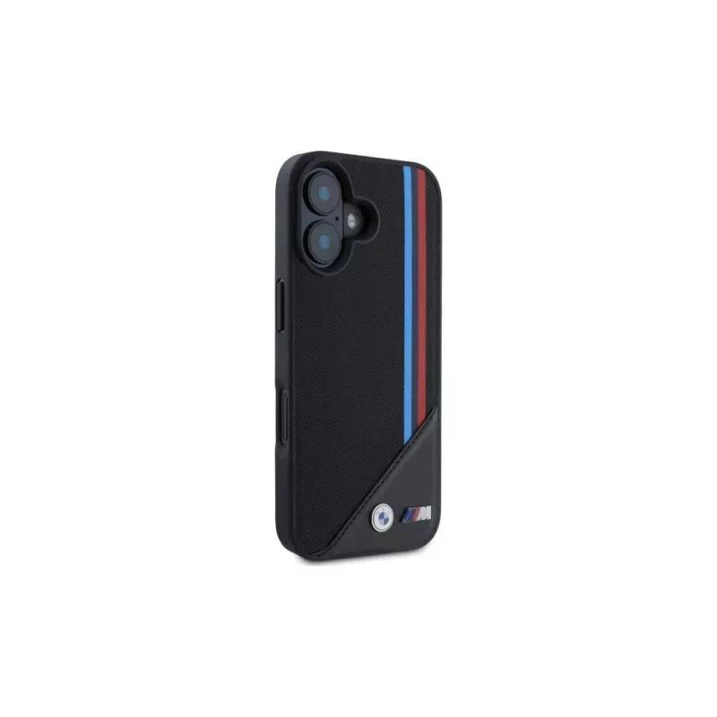 BMW M Meshed Tricolor Stripes MagSafe Hard Case für iPhone 16 6,1 Zoll Schwarz