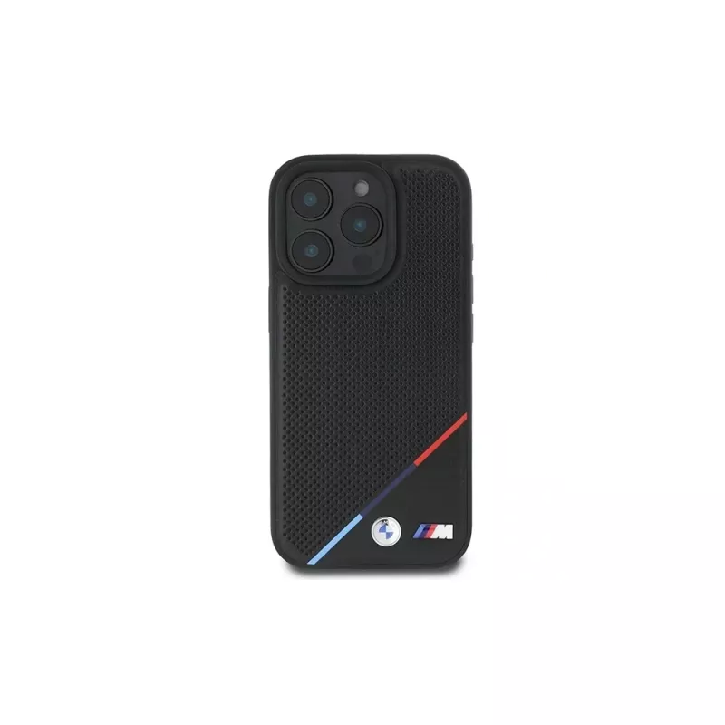 BMW M Perforated Tricolor Line Hardcase für iPhone 16 Pro 6,3 Zoll - Schwarz MagSafe
