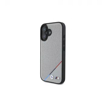 BMW M Perforated Tricolor Line MagSafe Hard Case für Apple iPhone 16 6,1 inch - Grau