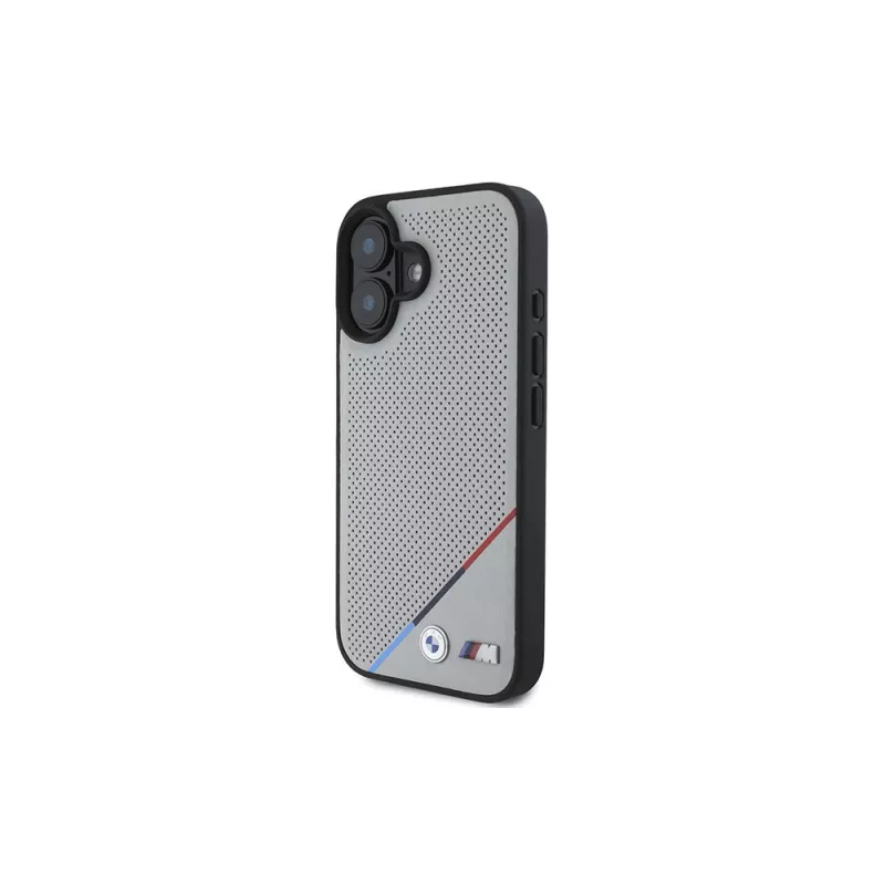 BMW M Perforated Tricolor Line MagSafe Hard Case für Apple iPhone 16 6,1 inch - Grau