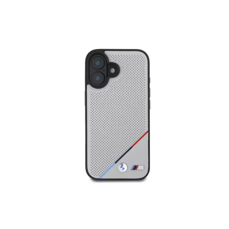 BMW M Perforated Tricolor Line MagSafe Hard Case für Apple iPhone 16 6,1 inch - Grau