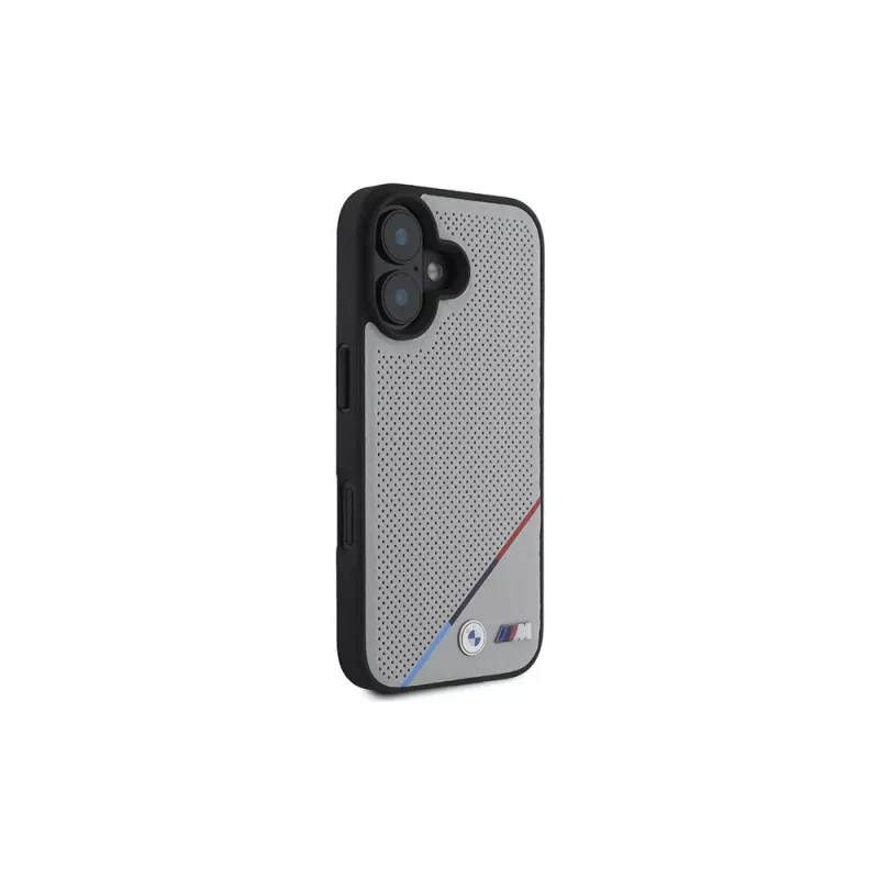 BMW M Perforated Tricolor Line MagSafe Hard Case für Apple iPhone 16 6,1 inch - Grau