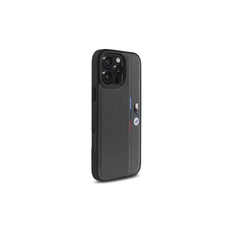 BMW BMHCP16L23PUPVA iPhone 16 Pro 6.3 Anthrazit Hardcase M Perforated Tricolor Detail Line