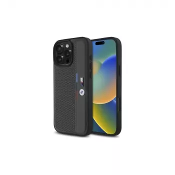 BMW M Perforated Tricolor Detail Line Hard Case für Apple iPhone 16 Pro Max 6,9 inch - Anthrazit