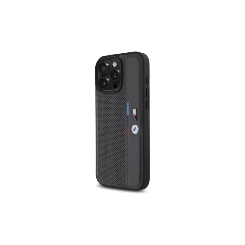 BMW M Perforated Tricolor Detail Line Hard Case für Apple iPhone 16 Pro Max 6,9 inch - Anthrazit