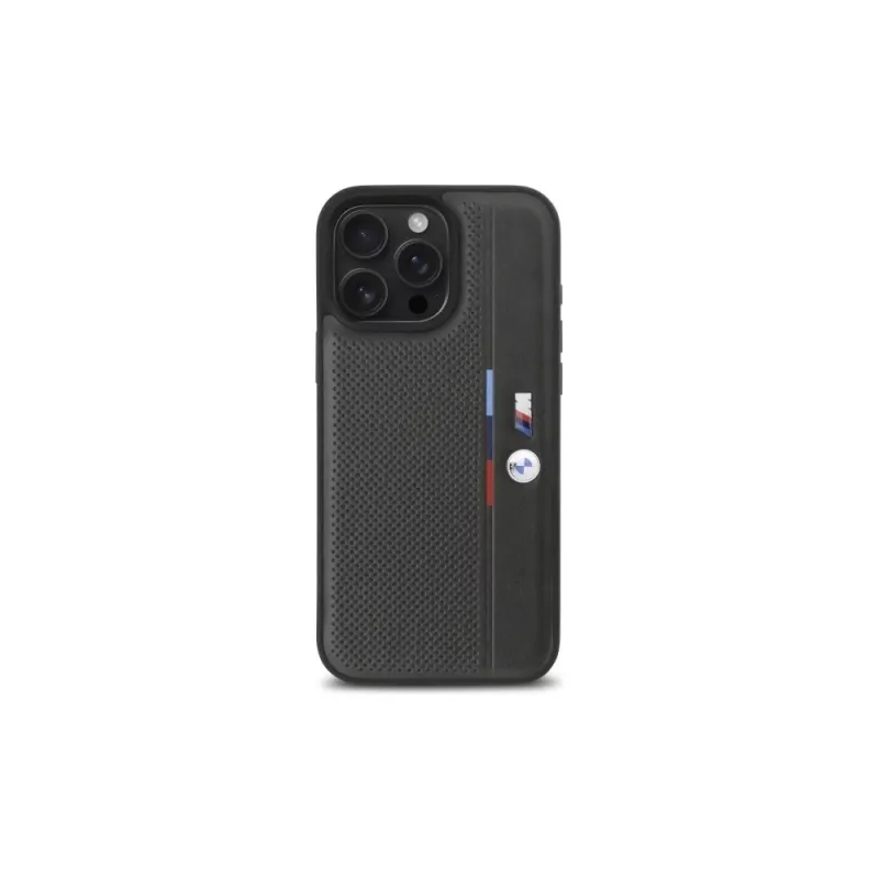 BMW M Perforated Tricolor Detail Line Hard Case für Apple iPhone 16 Pro Max 6,9 inch - Anthrazit