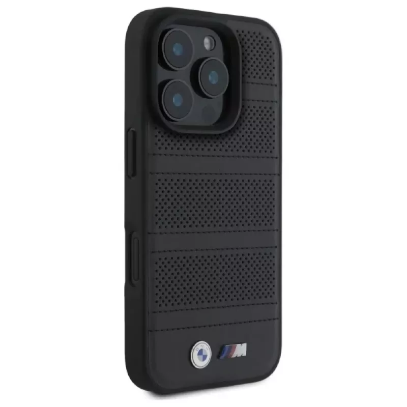 BMW M Perforated And Stitched Line MagSafe Hard Case für iPhone 16 Pro Max 6.9 Schwarz