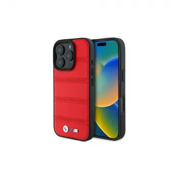 BMW M Collection Perforated and Stitched Line Hardcase für Apple iPhone 16 Pro 6,3 Zoll Rot MagSafe