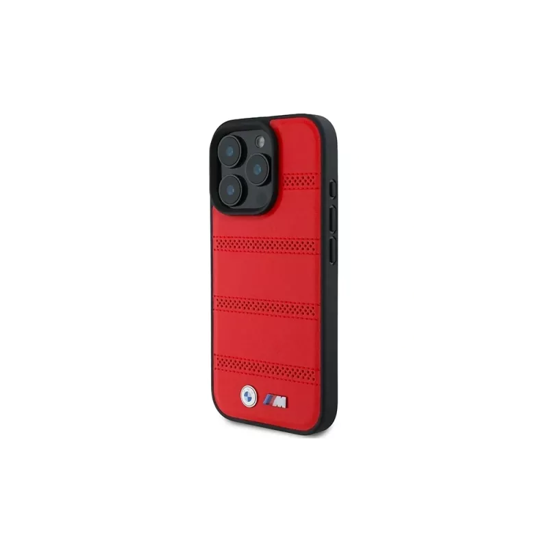 BMW M Collection Perforated and Stitched Line Hardcase für Apple iPhone 16 Pro 6,3 Zoll Rot MagSafe
