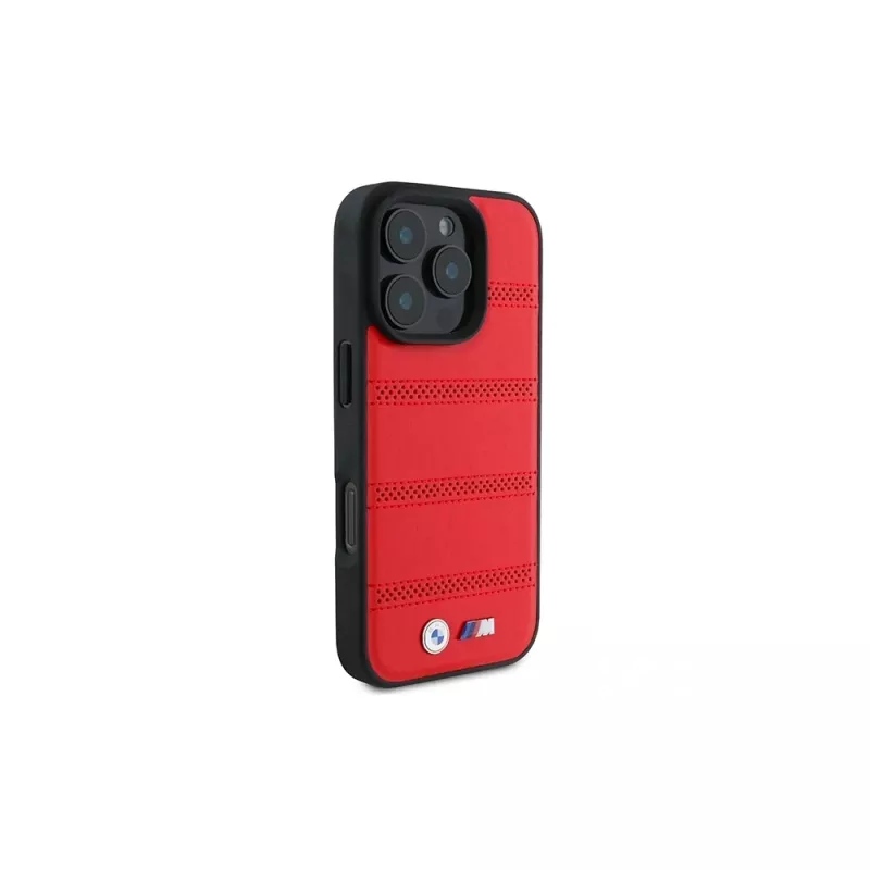 BMW M Collection Perforated and Stitched Line Hardcase für Apple iPhone 16 Pro 6,3 Zoll Rot MagSafe
