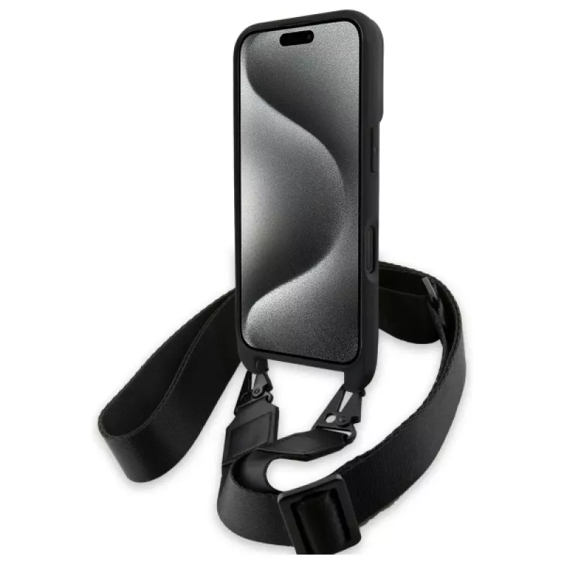 BMW M Edition Carbon Stripe & Strap Hard Case für iPhone 16 6,1 inch - Schwarz