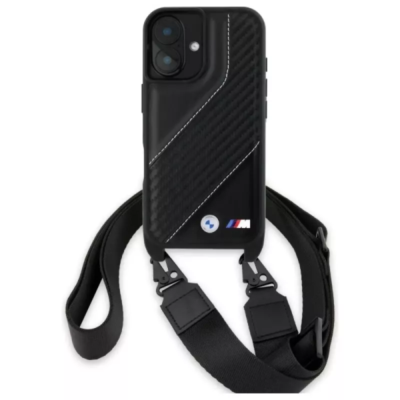 BMW BMHCP16M23PSCCK iPhone 16 Plus 6.7 Black Hardcase M Edition Carbon Stripe & Strap