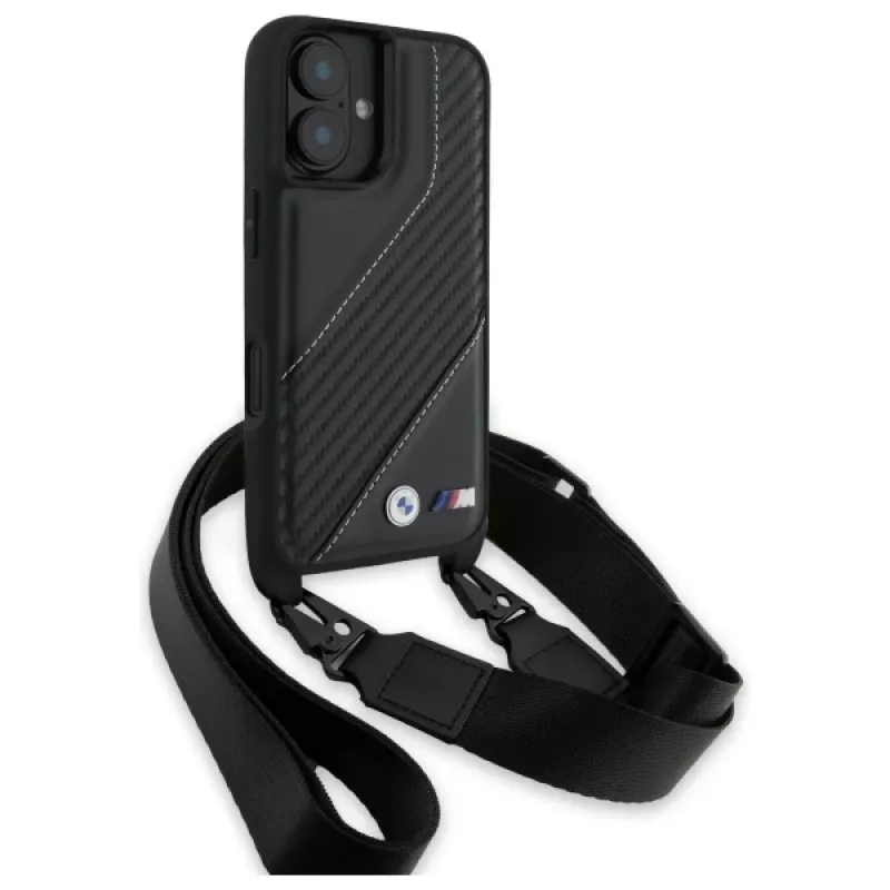 BMW BMHCP16M23PSCCK iPhone 16 Plus 6.7 Black Hardcase M Edition Carbon Stripe & Strap