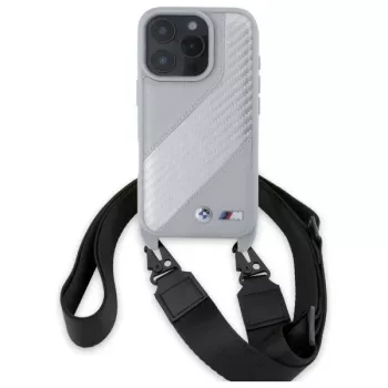 BMW M Edition Carbon Stripe & Strap Hard Case für iPhone 16 Pro Max 6,9 Zoll Grau