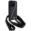 BMW M Edition Carbon Tricolor Lines & Strap Hard Case für iPhone 16 Pro 6.3 Schwarz