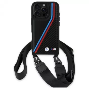 BMW BMHCP16X23PSVTK iPhone 16 Pro Max 6,9 Zoll Black Hardcase M Edition Carbon Tricolor Lines & Strap