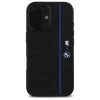 BMW BMHMP16S23SHEB iPhone 16 6,1 Zoll Schwarze Silikon Hartschale Hexagon Blue Line MagSafe