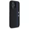 BMW BMHMP16S23SHEB iPhone 16 6,1 Zoll Schwarze Silikon Hartschale Hexagon Blue Line MagSafe
