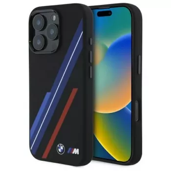 BMW BMHMP16X23SSPK Hardcase Silikon MagSafe Case für iPhone 16 Pro Max 6,9 Zoll Schwarz Random Lines