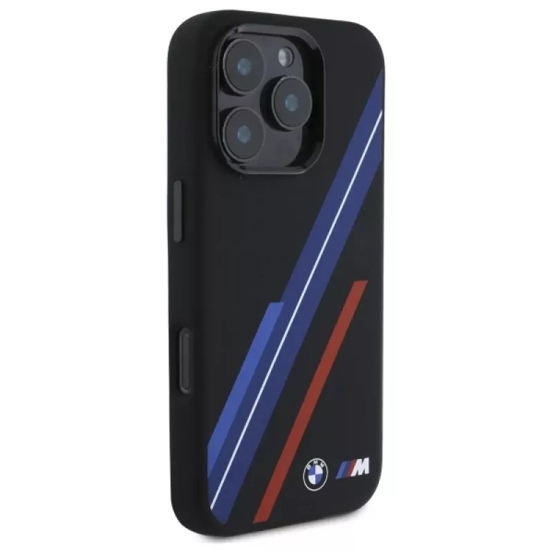 BMW BMHMP16X23SSPK Hardcase Silikon MagSafe Case für iPhone 16 Pro Max 6,9 Zoll Schwarz Random Lines