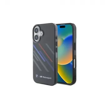 BMW BMHCP16M23HTRAK Hardcase für iPhone 16 Plus 6,7 Zoll Schwarz Motorsport IML Random Stripes