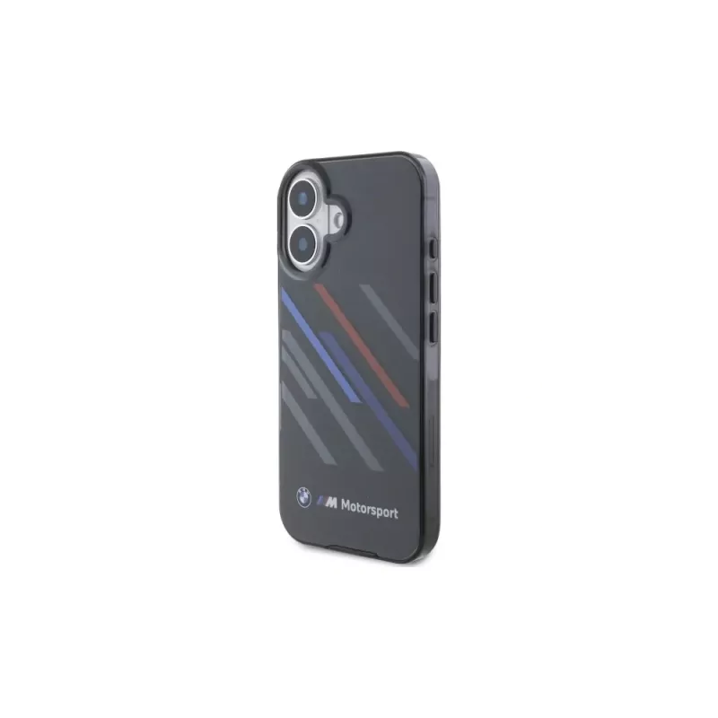 BMW BMHCP16M23HTRAK Hardcase für iPhone 16 Plus 6,7 Zoll Schwarz Motorsport IML Random Stripes