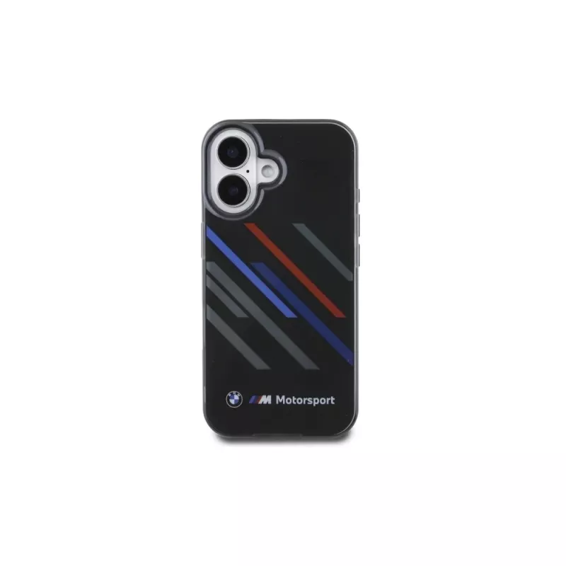 BMW BMHCP16M23HTRAK Hardcase für iPhone 16 Plus 6,7 Zoll Schwarz Motorsport IML Random Stripes