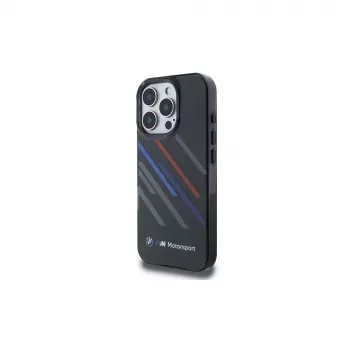 BMW Motorsport IML Random Stripes Hard Case für Apple iPhone 16 Pro 6,3 Zoll - Schwarz