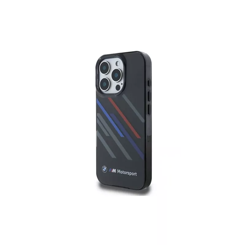 BMW Motorsport IML Random Stripes Hard Case für Apple iPhone 16 Pro 6,3 Zoll - Schwarz