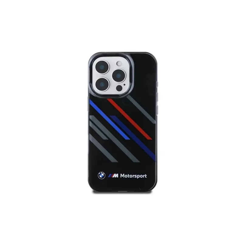 BMW Motorsport IML Random Stripes Hard Case für Apple iPhone 16 Pro 6,3 Zoll - Schwarz