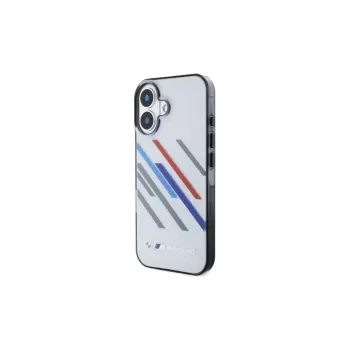 BMW Hardcase für iPhone 16 Plus 6,7 Zoll Grau Motorsport IML Random Stripes
