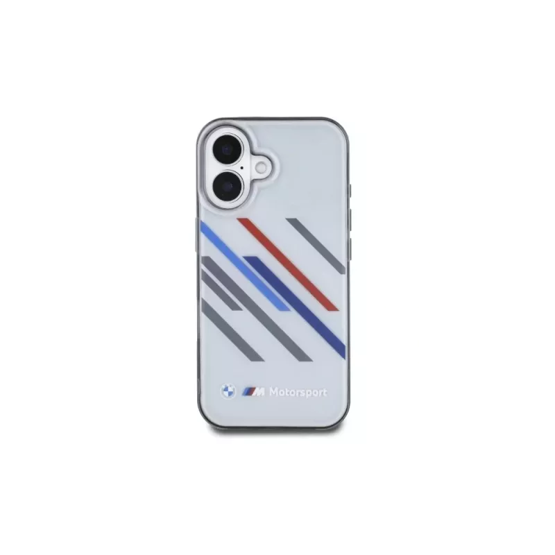 BMW Hardcase für iPhone 16 Plus 6,7 Zoll Grau Motorsport IML Random Stripes