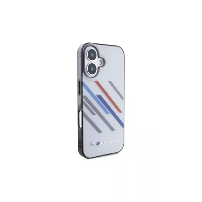 BMW Hardcase für iPhone 16 Plus 6,7 Zoll Grau Motorsport IML Random Stripes