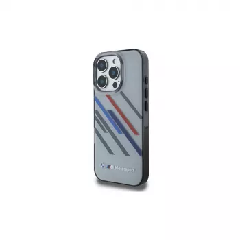 BMW Motorsport Hard Case für iPhone 16 Pro 6,3 inch Grau IML Random Stripes