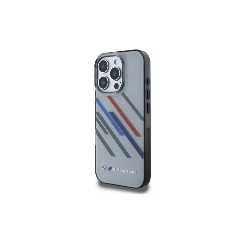 BMW Motorsport Hard Case für iPhone 16 Pro 6,3 inch Grau IML Random Stripes
