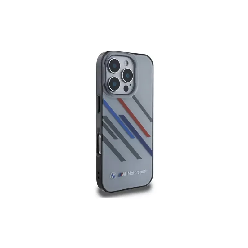 BMW Motorsport Hard Case für iPhone 16 Pro 6,3 inch Grau IML Random Stripes