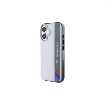 BMW BMHCP16S23HTFEG iPhone 16 6,1 Zoll Grau Hartschale Motorsport IML Vertikaler Streifen