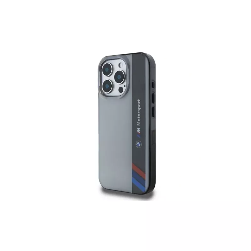 BMW Motorsport Hard Case für Apple iPhone 16 Pro 6,3 Zoll Grau IML Vertical Stripe