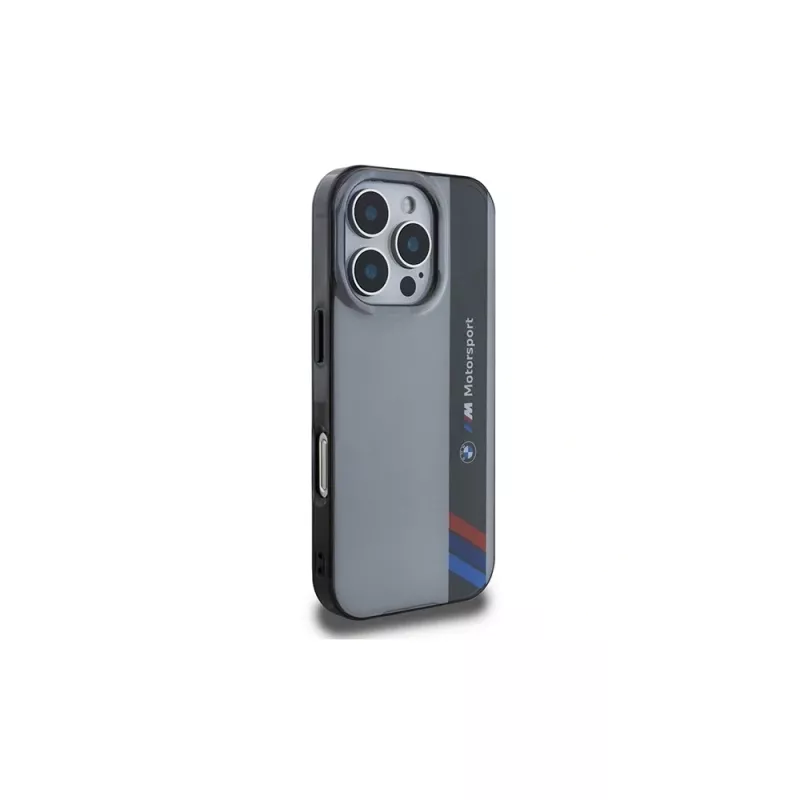BMW Motorsport Hard Case für Apple iPhone 16 Pro 6,3 Zoll Grau IML Vertical Stripe