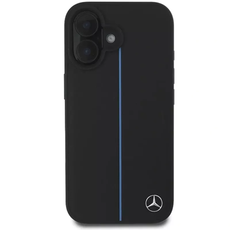 Mercedes-Benz MB Blue Line Leather MagSafe Hard Case for Apple iPhone 16 6,1 inch - Black