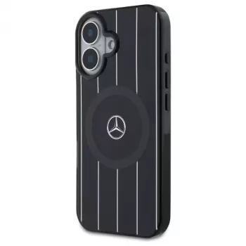 Mercedes-Benz MEHMP16S23HRSK Double Layer Crossed Lines Hardcase für iPhone 16 6,1 Zoll Schwarz MagSafe