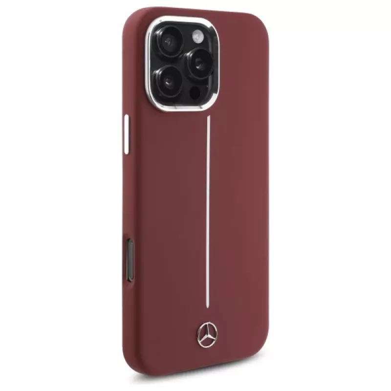 Mercedes-Benz Silikonhülle für iPhone 16 Pro Max 6,9 inch Rot mit weißem Streifen MagSafe