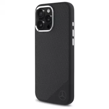 Mercedes-Benz MEHMP16X23SUGDK iPhone 16 Pro Max 6,9 Zoll Schwarze Silikon-Hartschale mit Tonalem Logo Holzmaserung MagSafe