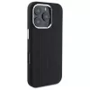 Mercedes-Benz iPhone 16 Pro Max 6,9 inch Silikon-Hardcase mit vertikalen Tonstreifen und MagSafe - Schwarz