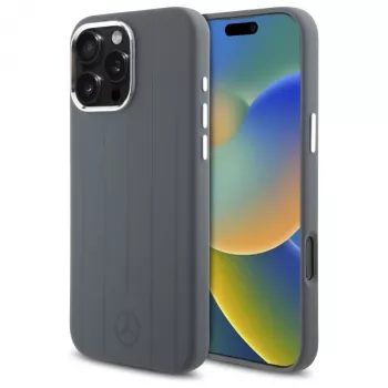 Mercedes-Benz iPhone 16 Pro Max 6,9 Zoll Hardcase Silikon Grau Vertical Tonal Stripes MagSafe