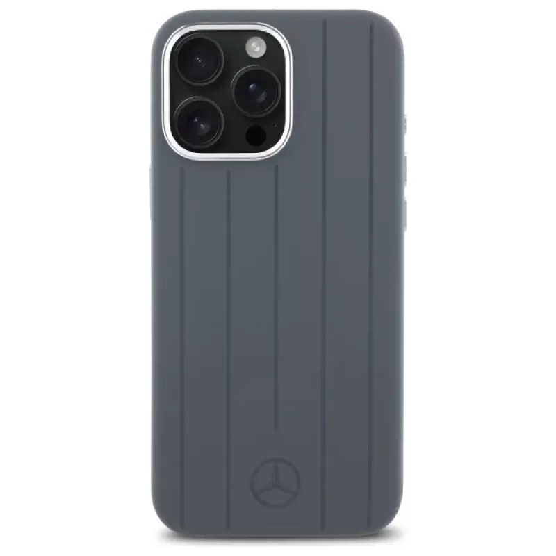Mercedes-Benz iPhone 16 Pro Max 6,9 Zoll Hardcase Silikon Grau Vertical Tonal Stripes MagSafe