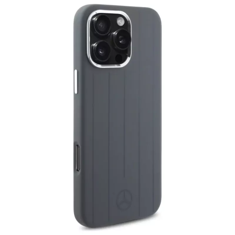 Mercedes-Benz iPhone 16 Pro Max 6,9 Zoll Hardcase Silikon Grau Vertical Tonal Stripes MagSafe